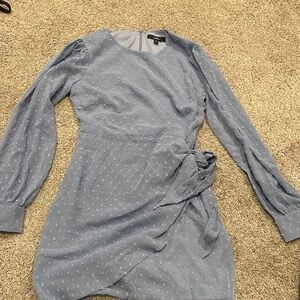 Lulu's Dusty Lavender Long-Sleeve Wrap Mini Dress